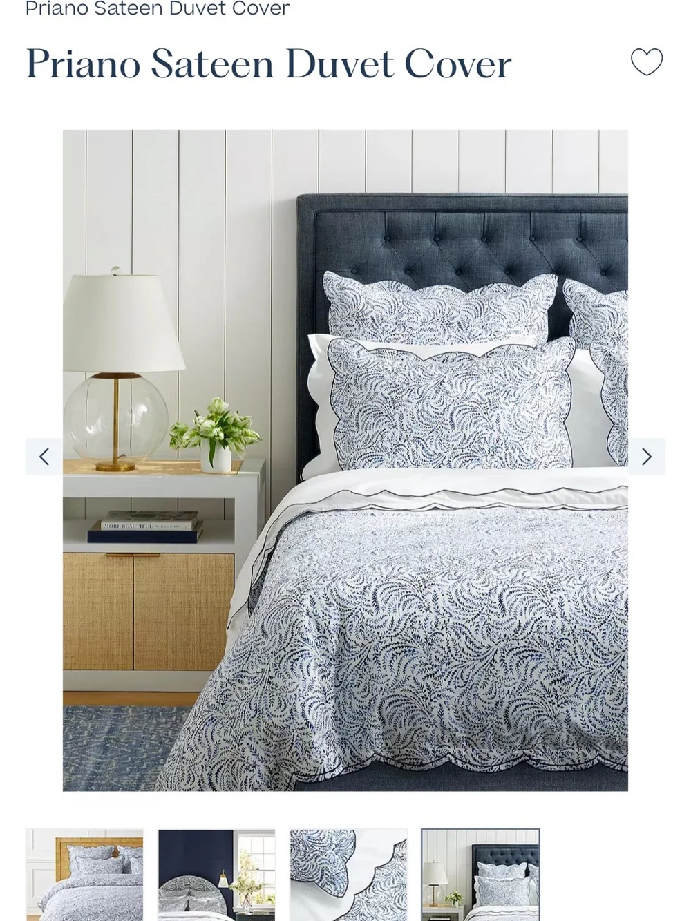 Serena & Lily Navy Priano Queen Duvet Cover with 2 standard priano shams